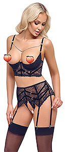 Cottelli TAKE ME Lingerie Set (Purple), súprava s podväzkovým pásom 75B/S