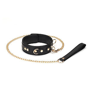 Liebe Seele Dark Secret Collar & Leash (Black), sexy kožený obojok s vodítkom