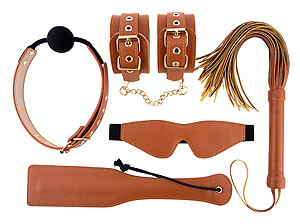 Blaze Elite BDSM Set Vegan Leather (Cognac), sadomaso set z umelej kože