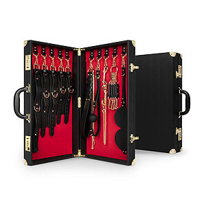 Bedroom Fantasies Bondage Suitcase Cow Leather (13 kusov), sada pre pokročilých bdsm